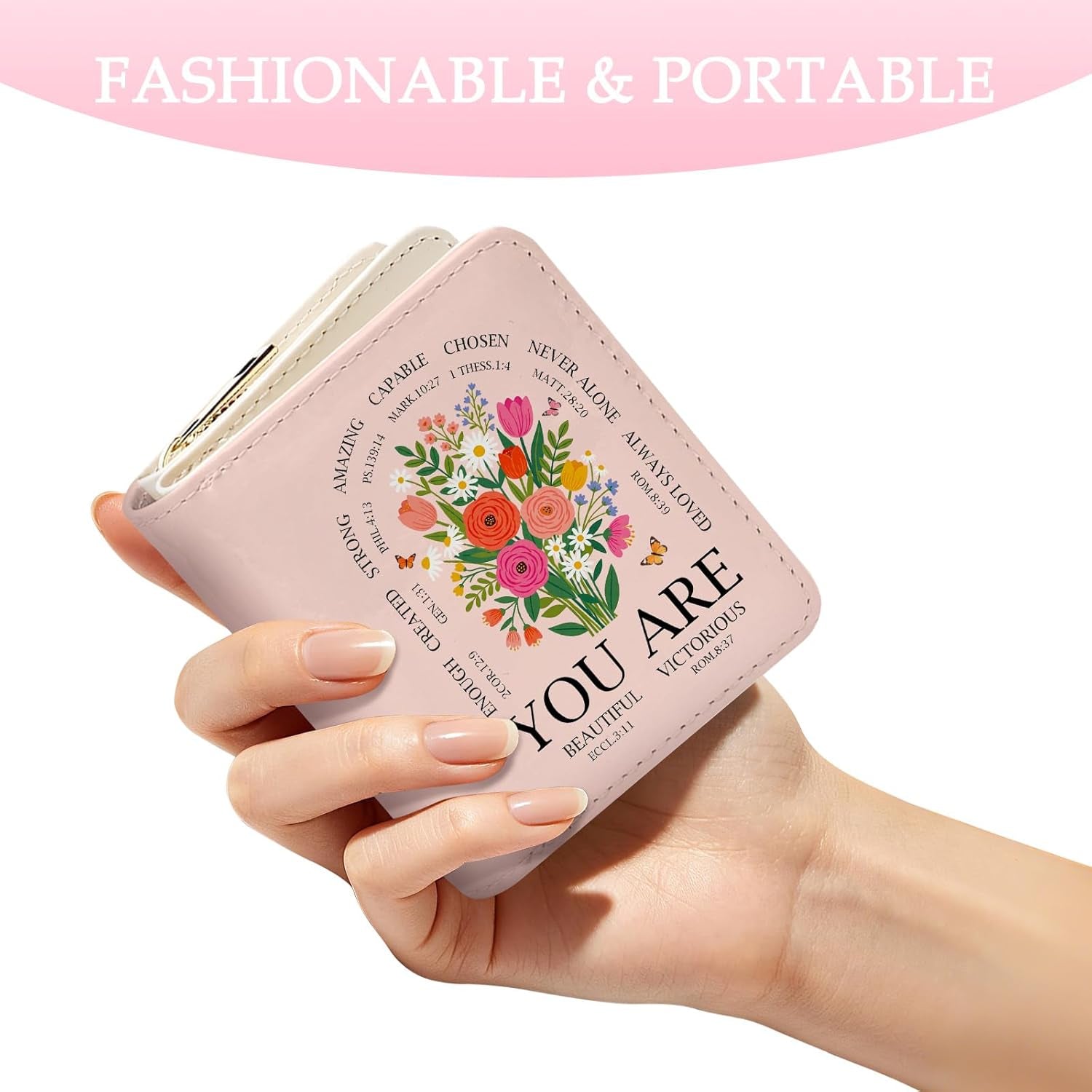 Credit Card Holder Wallet for Women, Christian Wallet for Women, Aesthetic Flowers Card Holder Purse, Birthday Christmas Graduation Gifts for Women, Christian Purse