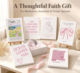 Pink Christian Wall Art Preppy Bible Verses Painting Pictures Psalms Scripture Wall Decor Trendy Bow Christ Jesue Poster Print Artwork for Living Room Bedroom Girls Room Prayer Room Home Decoration