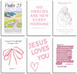 Pink Christian Wall Art Preppy Bible Verses Painting Pictures Psalms Scripture Wall Decor Trendy Bow Christ Jesue Poster Print Artwork for Living Room Bedroom Girls Room Prayer Room Home Decoration