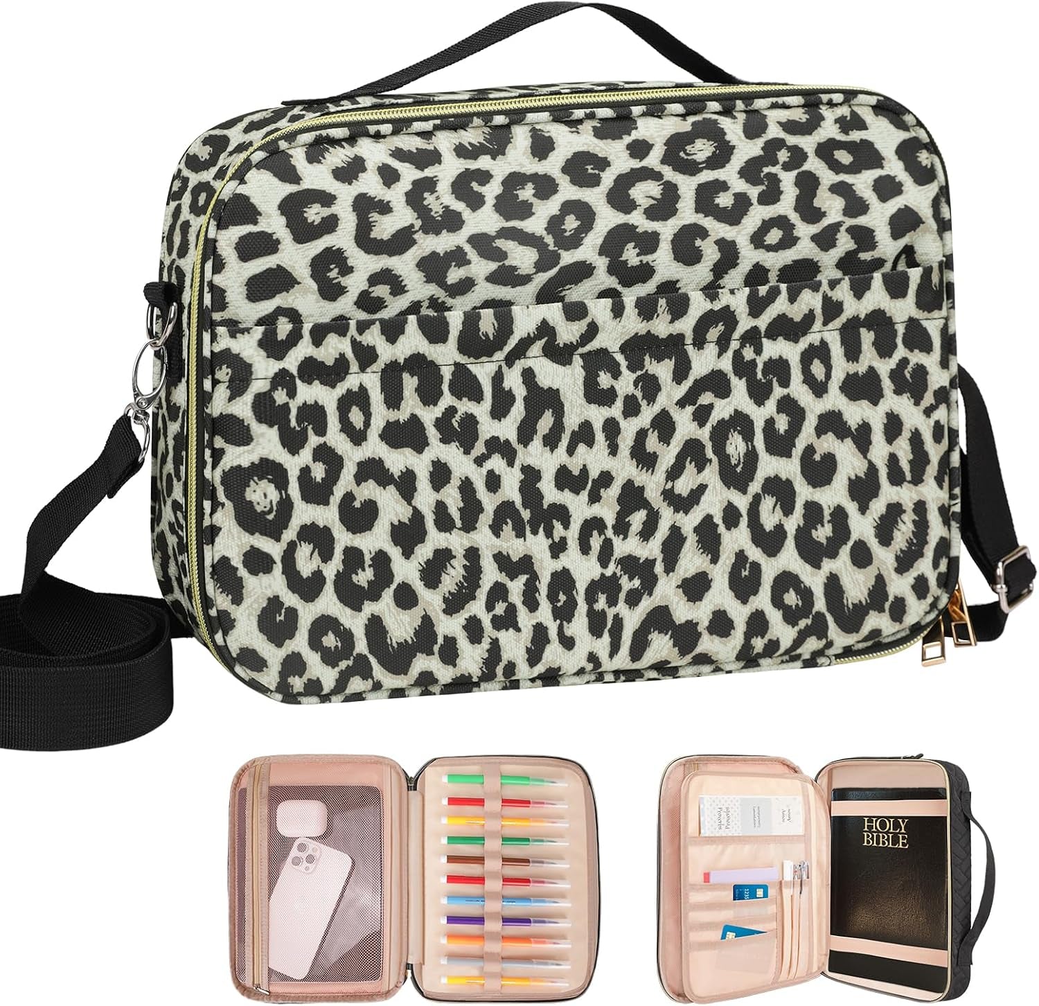 Bible Covers for Women - Stylish Bible Case with Durable Handle - Bible Carrying Case for Girls, Boys & Kids with Metal Zipper