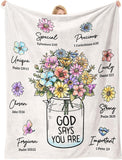 Christian Gifts for Women, Christian Blanket with Flowers 80 X 60“, Inspiration Gifts for Women, Encouragement Religious Gift, Faith Birthday Blanket for Woman, Mothers Day Christmas Easter