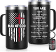 Religious Christian Father Day Gifts, Man of God 20Oz Insulated Coffee Mug with Key Chain, Man of God Religious Christian Gifts for Men, Black