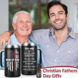 Religious Christian Father Day Gifts, Man of God 20Oz Insulated Coffee Mug with Key Chain, Man of God Religious Christian Gifts for Men, Black