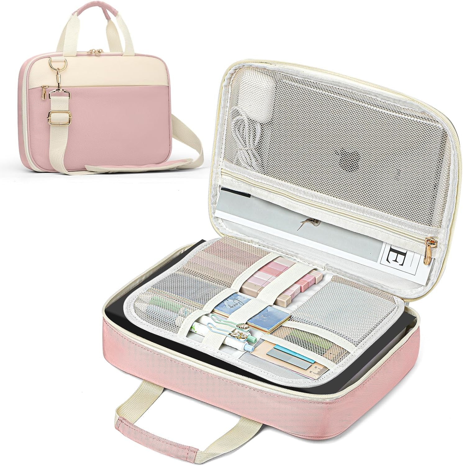 Bible Covers for Women - Large Size Bible Carrying Case, Church Bible Bag with Padded Handle, Adjustable Shoulder Strap, and Zippered Pockets, Perfect Gifts for Church Religiouspink
