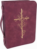 Bible Cover Case for Women - Minimalist Design Debossed Bible Case, Large Bible Covers for Women – Bible Accessories (Burgundy Gold Cross)