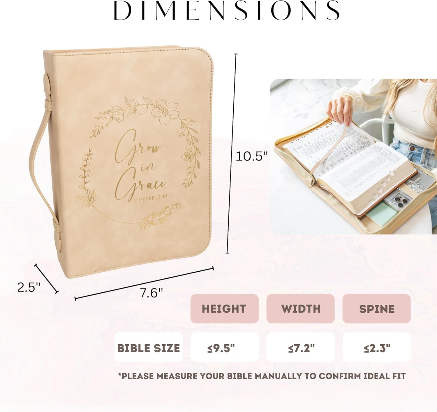 Bible Cover Case for Women - Minimalist Design Debossed Bible Case, Large Bible Covers for Women – Bible Accessories (Beigegold)