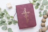 Bible Cover Case for Women - Minimalist Design Debossed Bible Case, Large Bible Covers for Women – Bible Accessories (Burgundy Gold Cross)