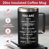 Religious Christian Father Day Gifts, Man of God 20Oz Insulated Coffee Mug with Key Chain, Man of God Religious Christian Gifts for Men, Black