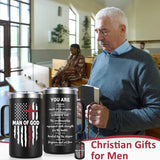 Religious Christian Father Day Gifts, Man of God 20Oz Insulated Coffee Mug with Key Chain, Man of God Religious Christian Gifts for Men, Black