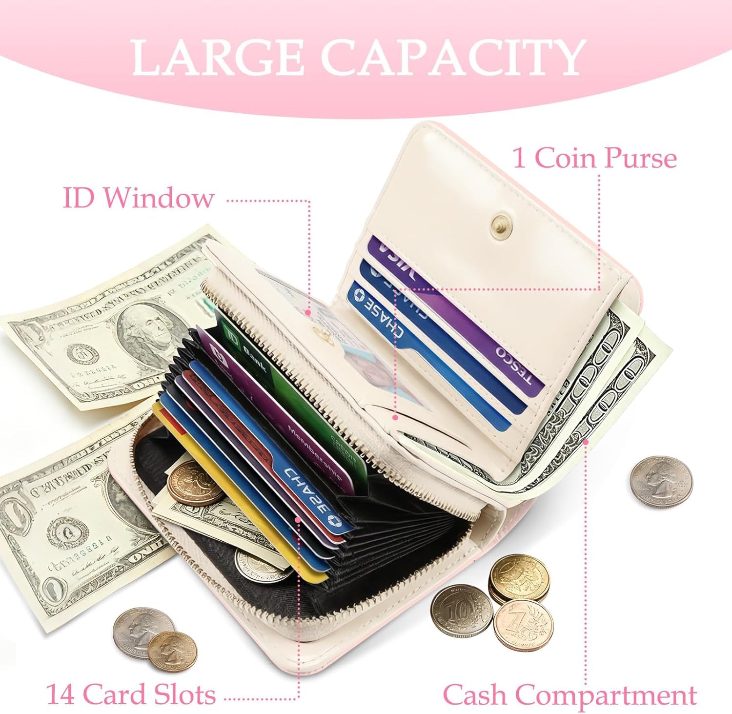 Credit Card Holder Wallet for Women, Christian Wallet for Women, Aesthetic Flowers Card Holder Purse, Birthday Christmas Graduation Gifts for Women, Christian Purse